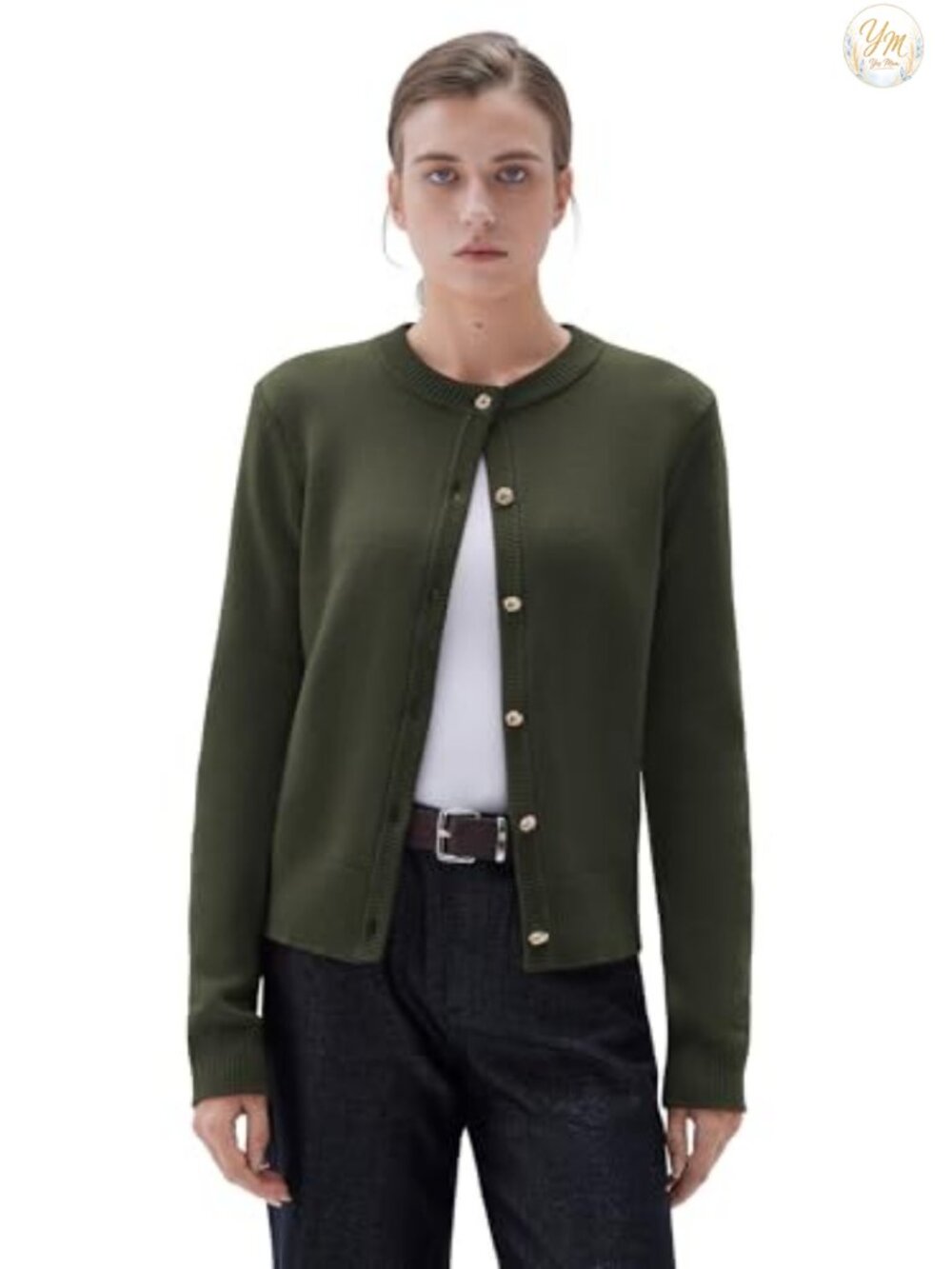 Womens Cashmere Chunky Cardigan Button Up Knit Sweater Cropped